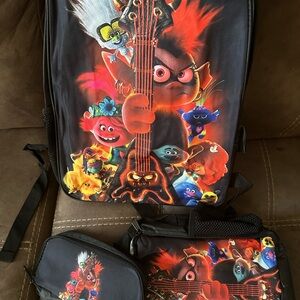 Colorful Trolls 3 piece Backpack Set
